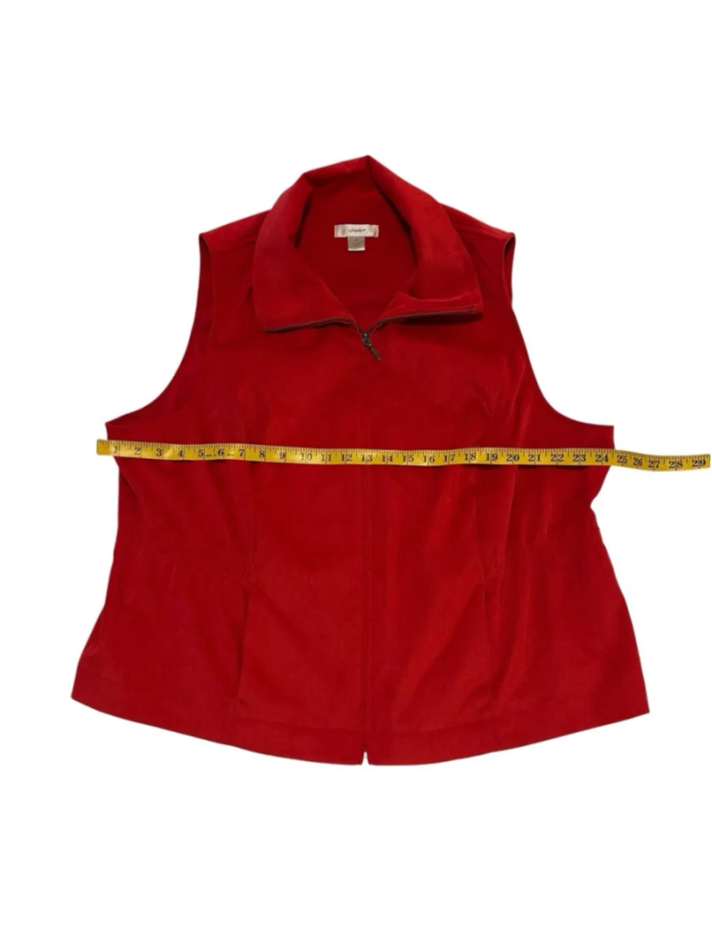 CJ Christopher Banks Corduroy Vest Womens 2X RED Lightweight High Neck Zipper